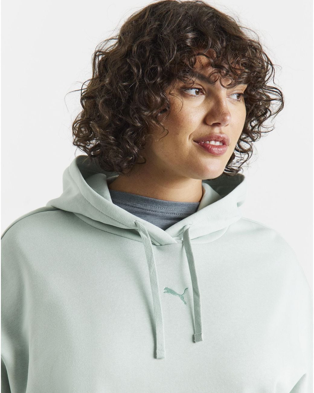 PUMA Gray Essential Cat Logo Relaxed Hoodie