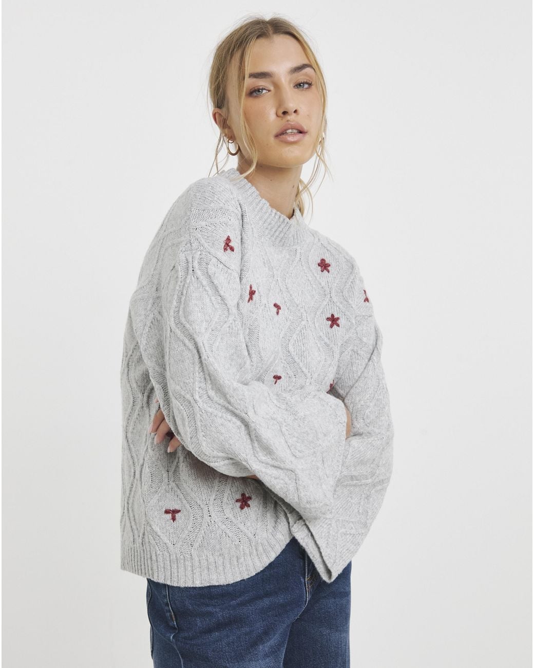 Native Youth White Floral Applique Jumper
