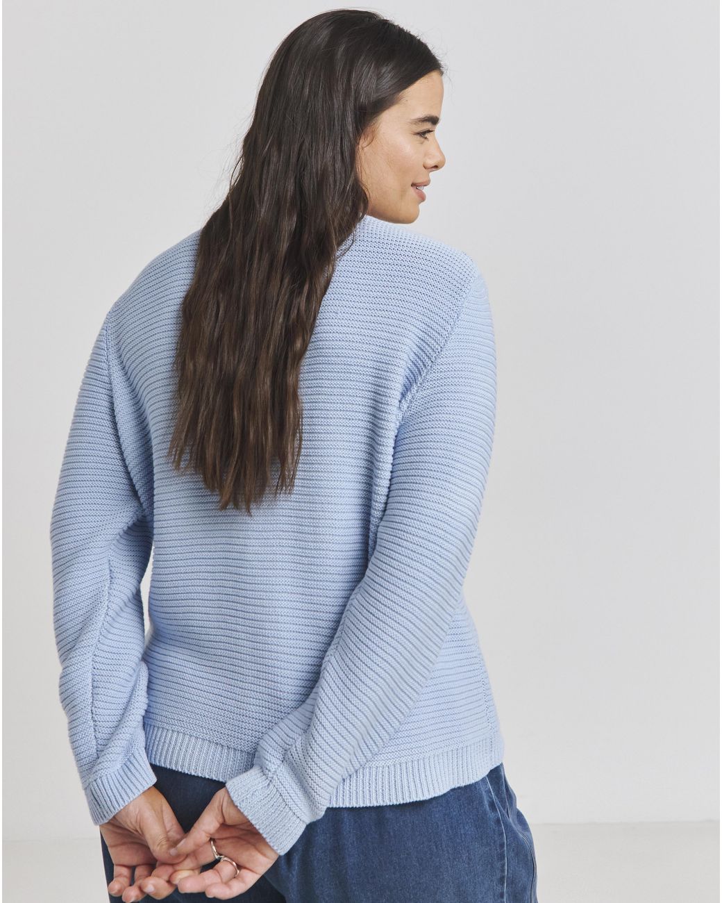 Simply Be Blue Crew Neck Cardigan