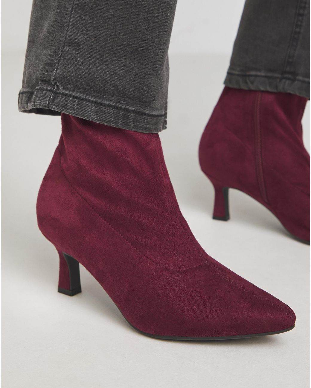 JD Williams Red Kitten Heel Sock Boot E Fit