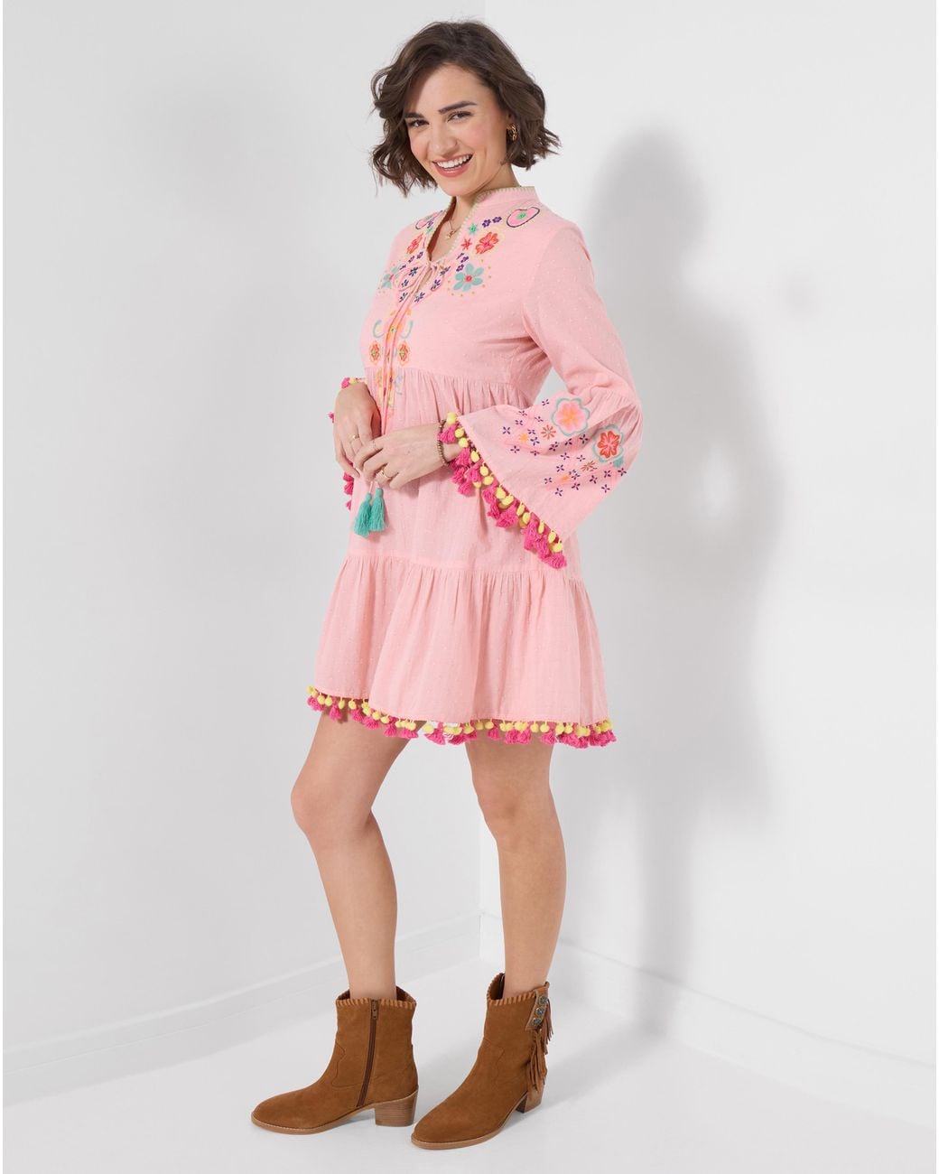 Joe Browns Pink Delightful Doby Tunic Dress