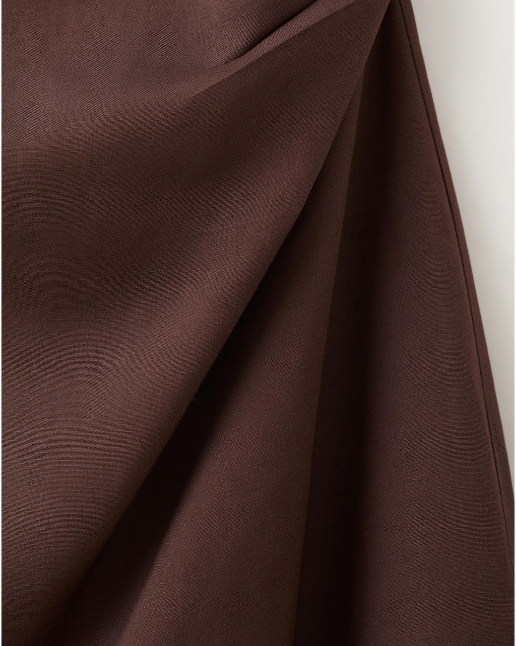 Mango Brown Side Ruched Dress With Tie Detail