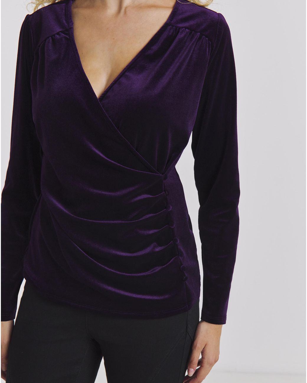 Joe Browns Blue Glamorous Velour Wrap Top