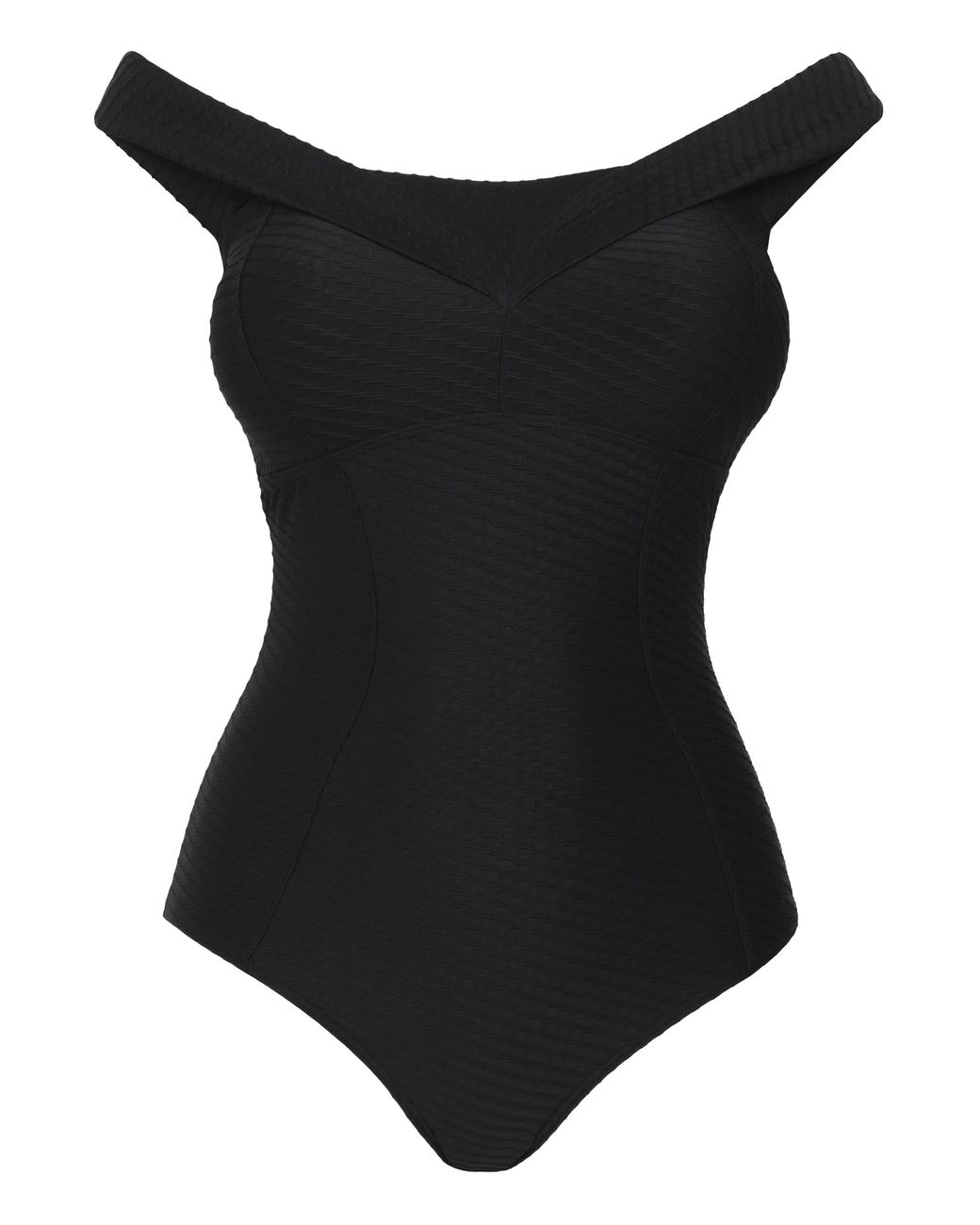 Figleaves Blue Figleaves Icon Textured Bardot Swimsuit