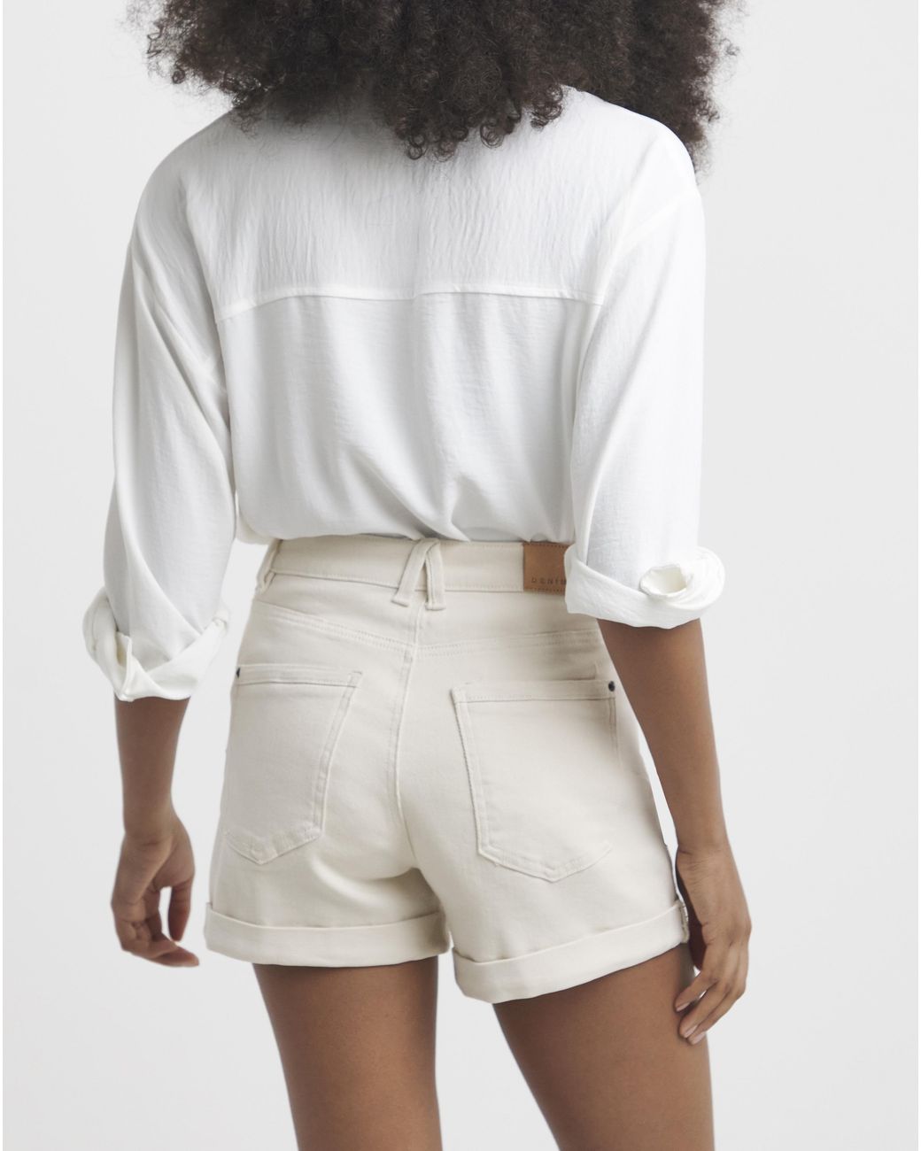 Simply Be White Roll Hem Mom Short
