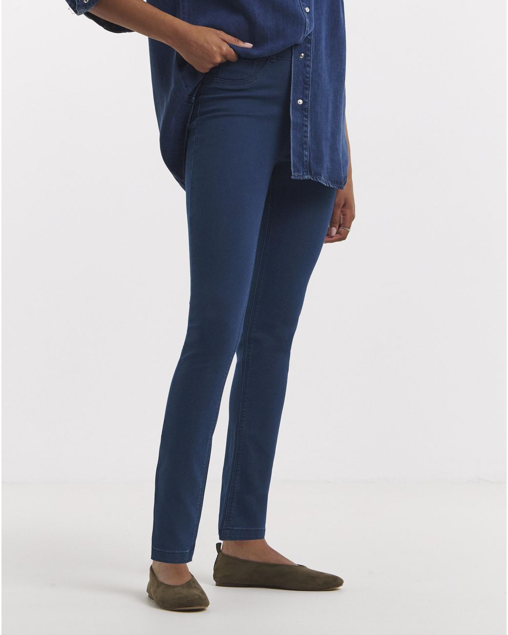 Simply Be Blue Dark Slim Pull On Jeggings