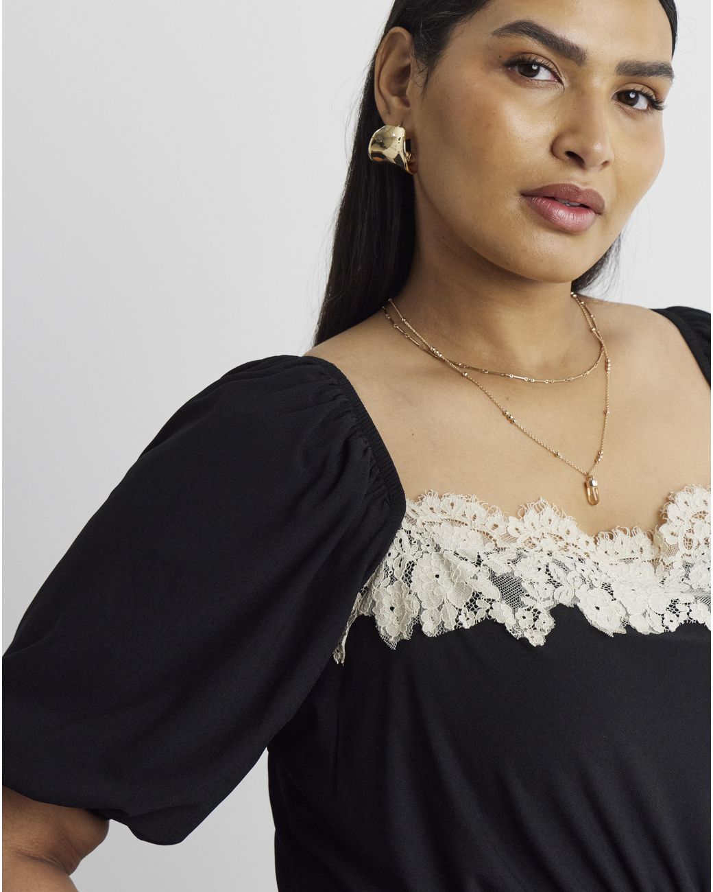 Joanna Hope Black Contrast Lace Dress