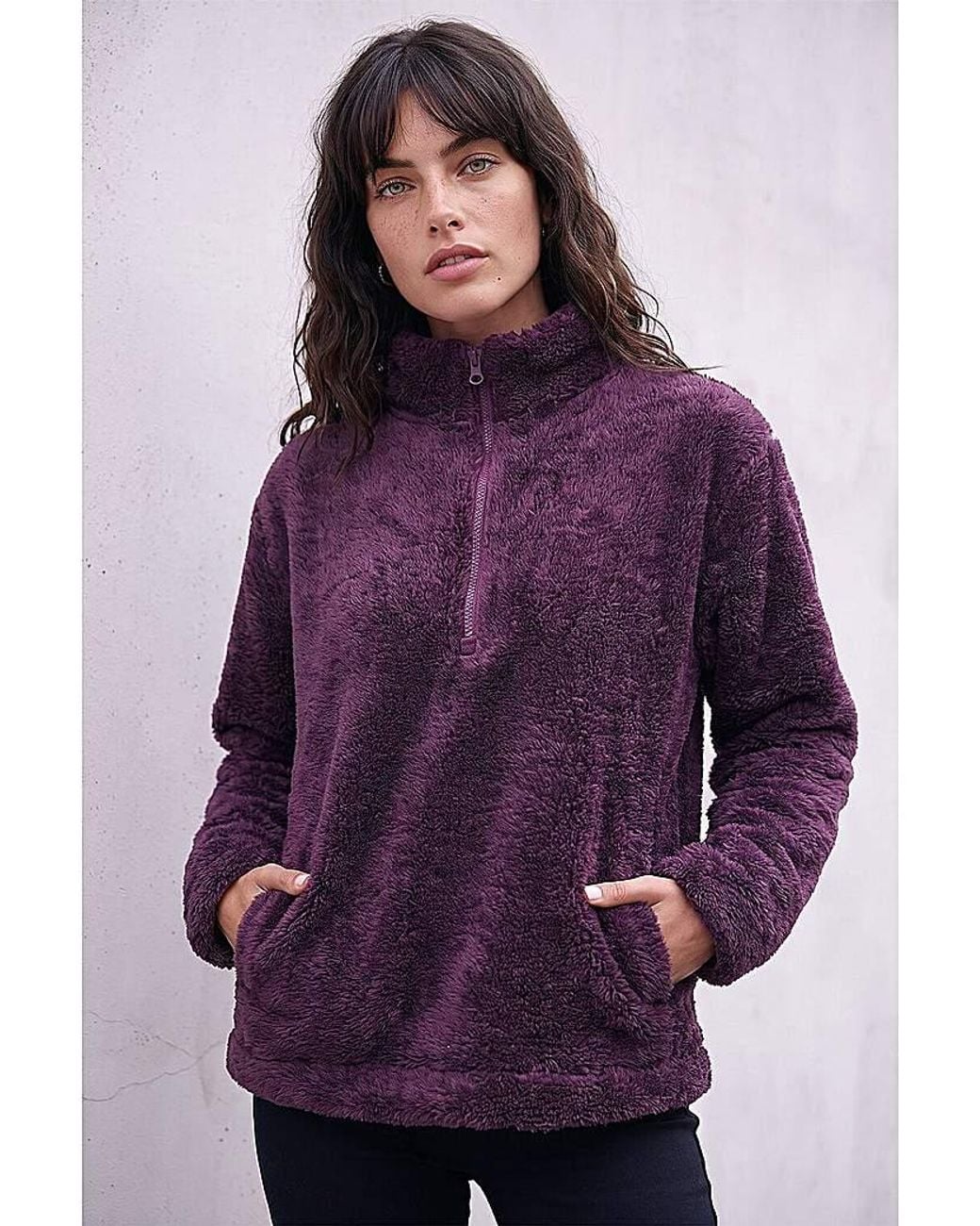 Roman Purple Roman Sherpa Zip Neck Fleece Jacket