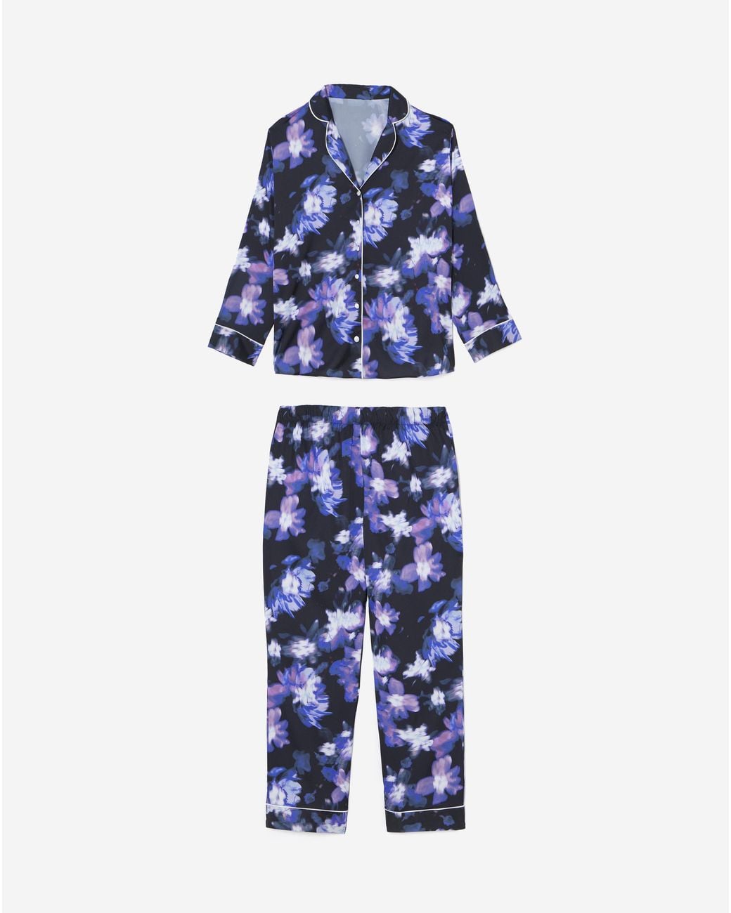 Figleaves Blue Stretch Satin Pyjama Set