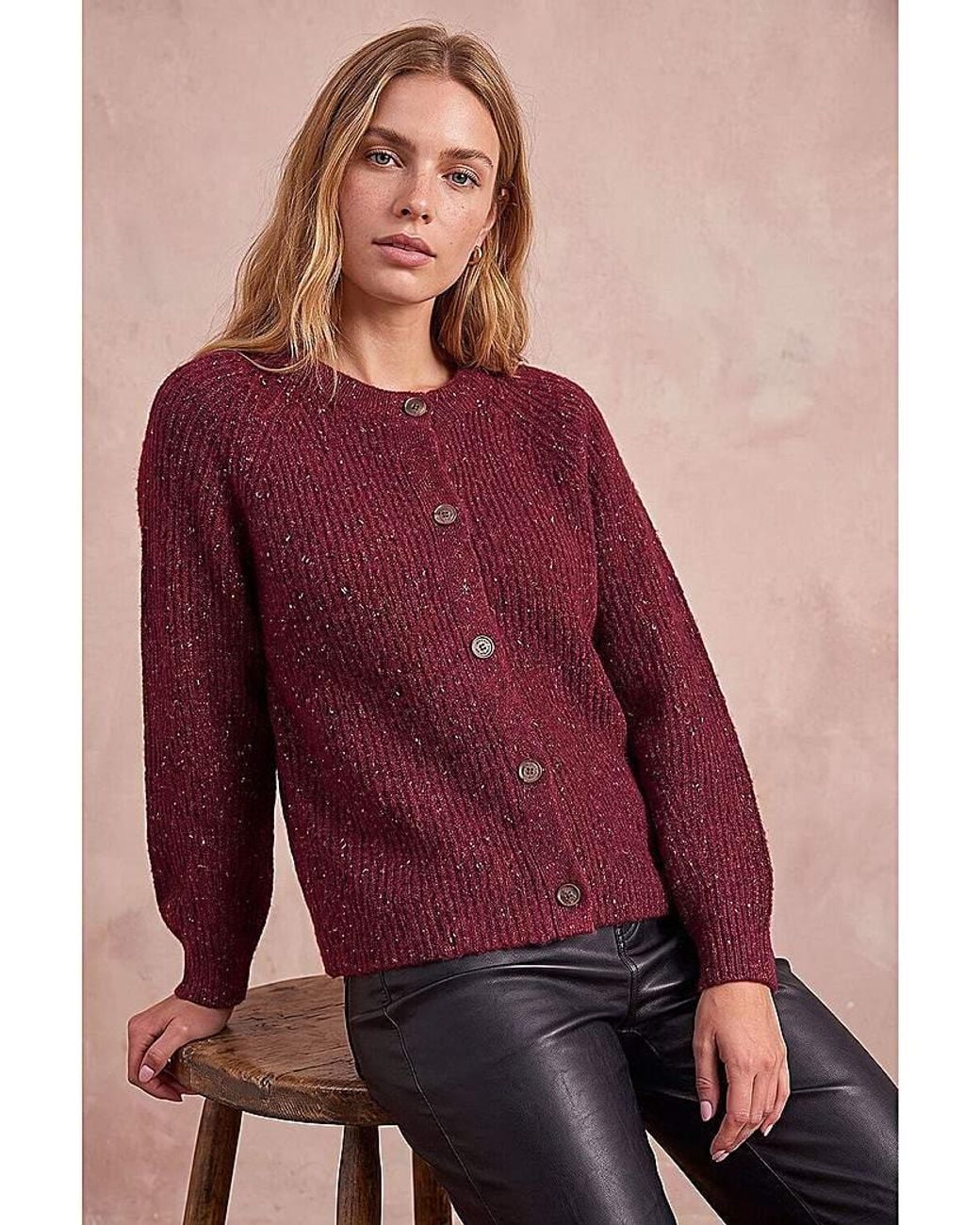 Roman Red Roman Shimmer Buttoned Cardigan