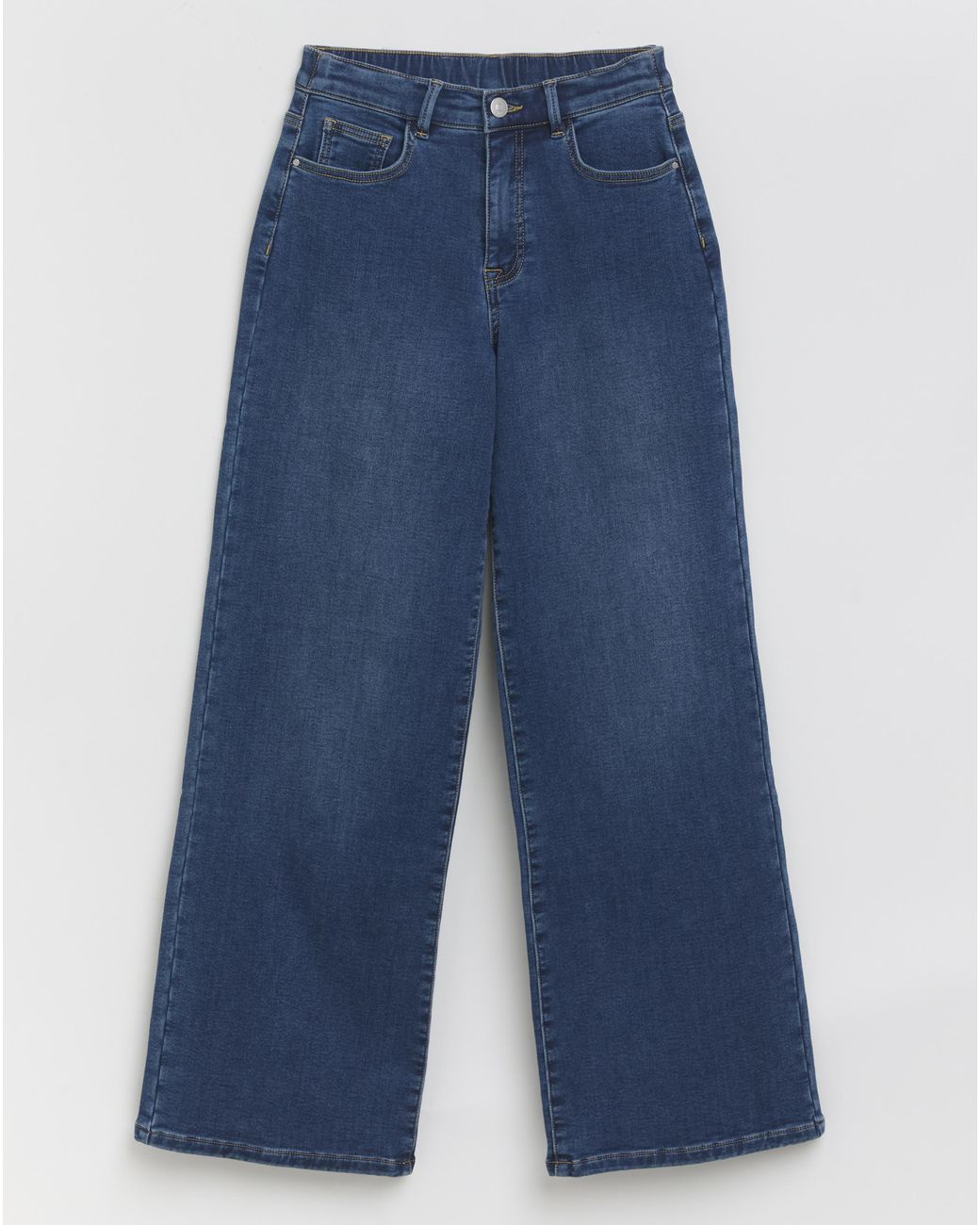 Simply Be Blue Fleece Lined Cosy Wide Leg Jean