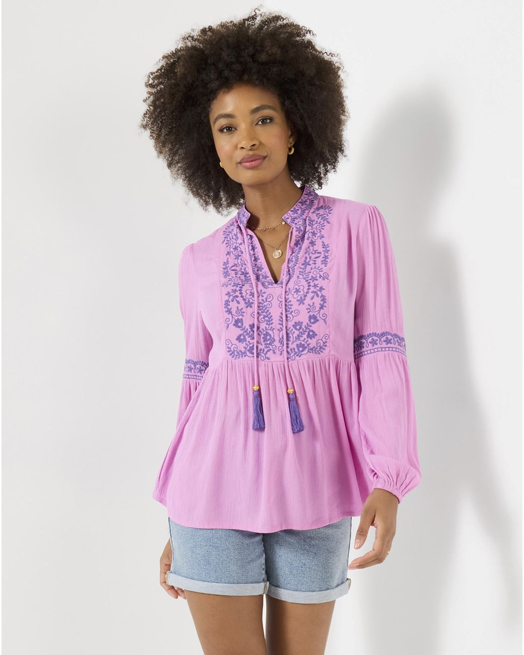 Joe Browns Pink Essential Embroidered Summer Tunic Top