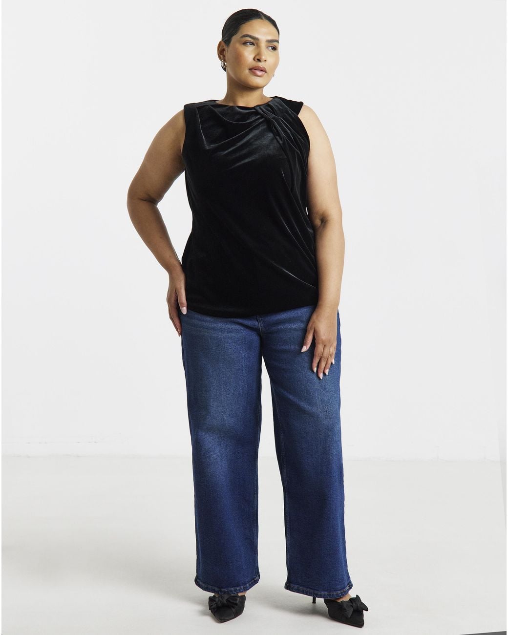 Simply Be Black Velvet Vest