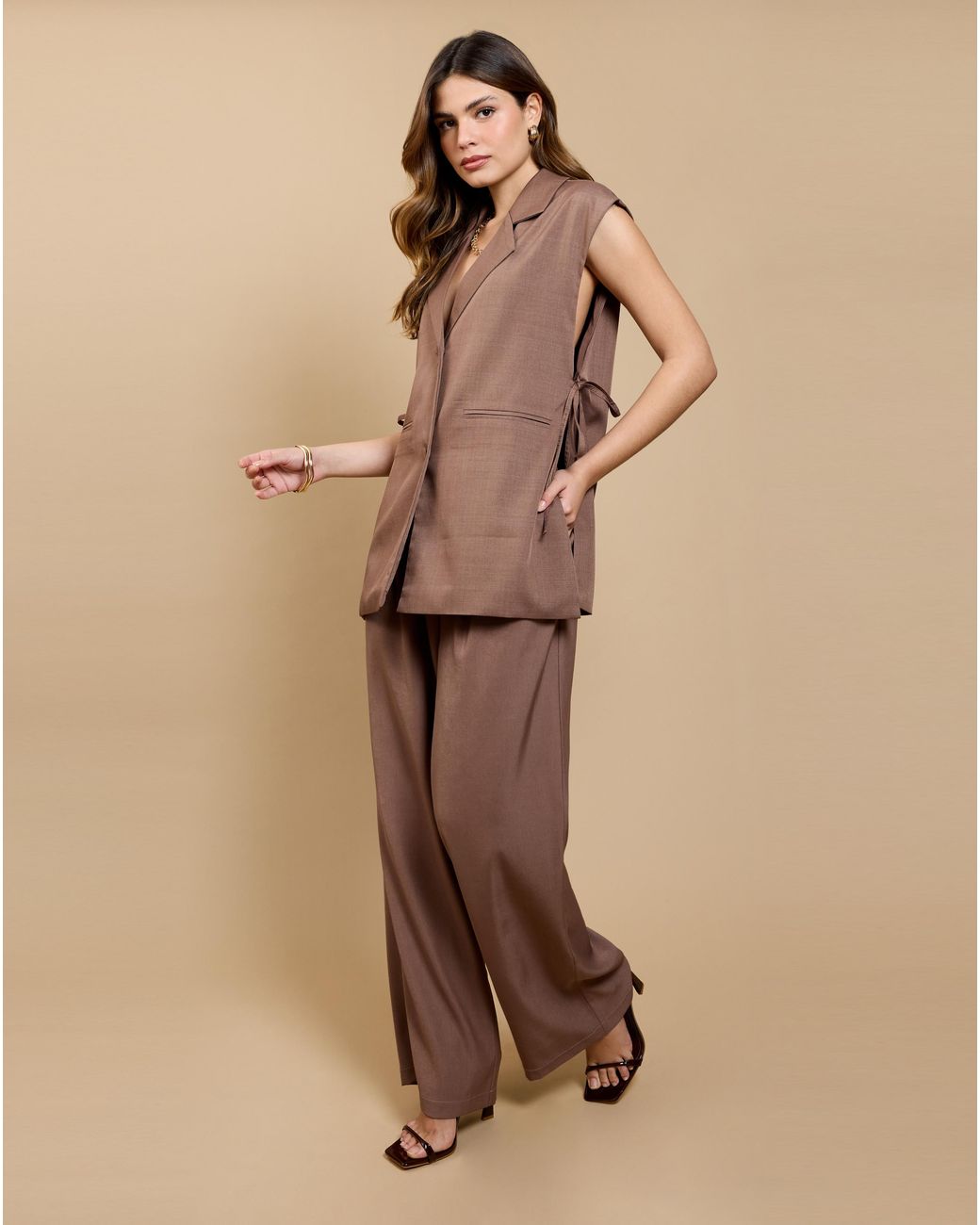 Little Mistress Natural Lm Mink Wide Trouser