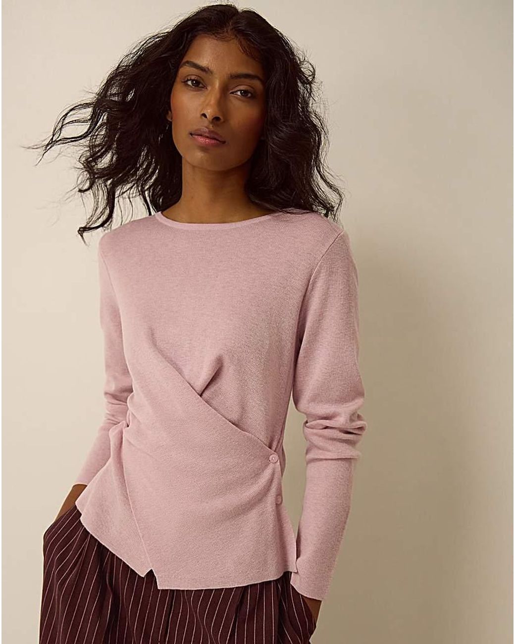 Monsoon Pink Dora Drape Knitted Top