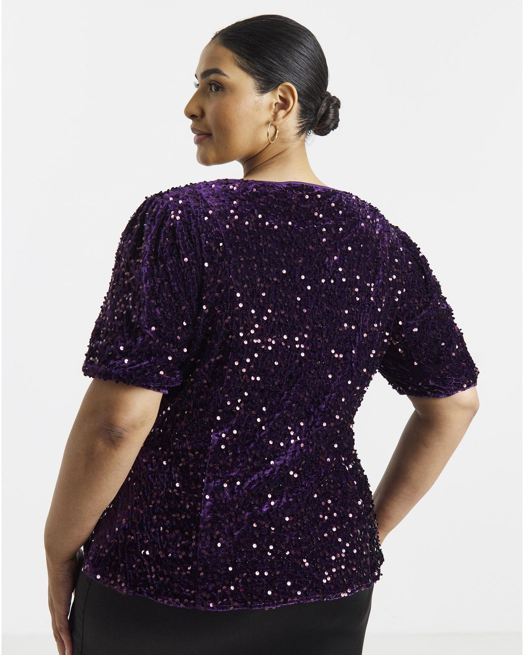 Simply Be Blue Velvet Square Puff Sleeve