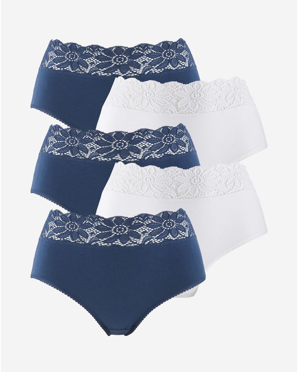Pretty Secrets White 5 Pack Lace Top Full Fit Briefs