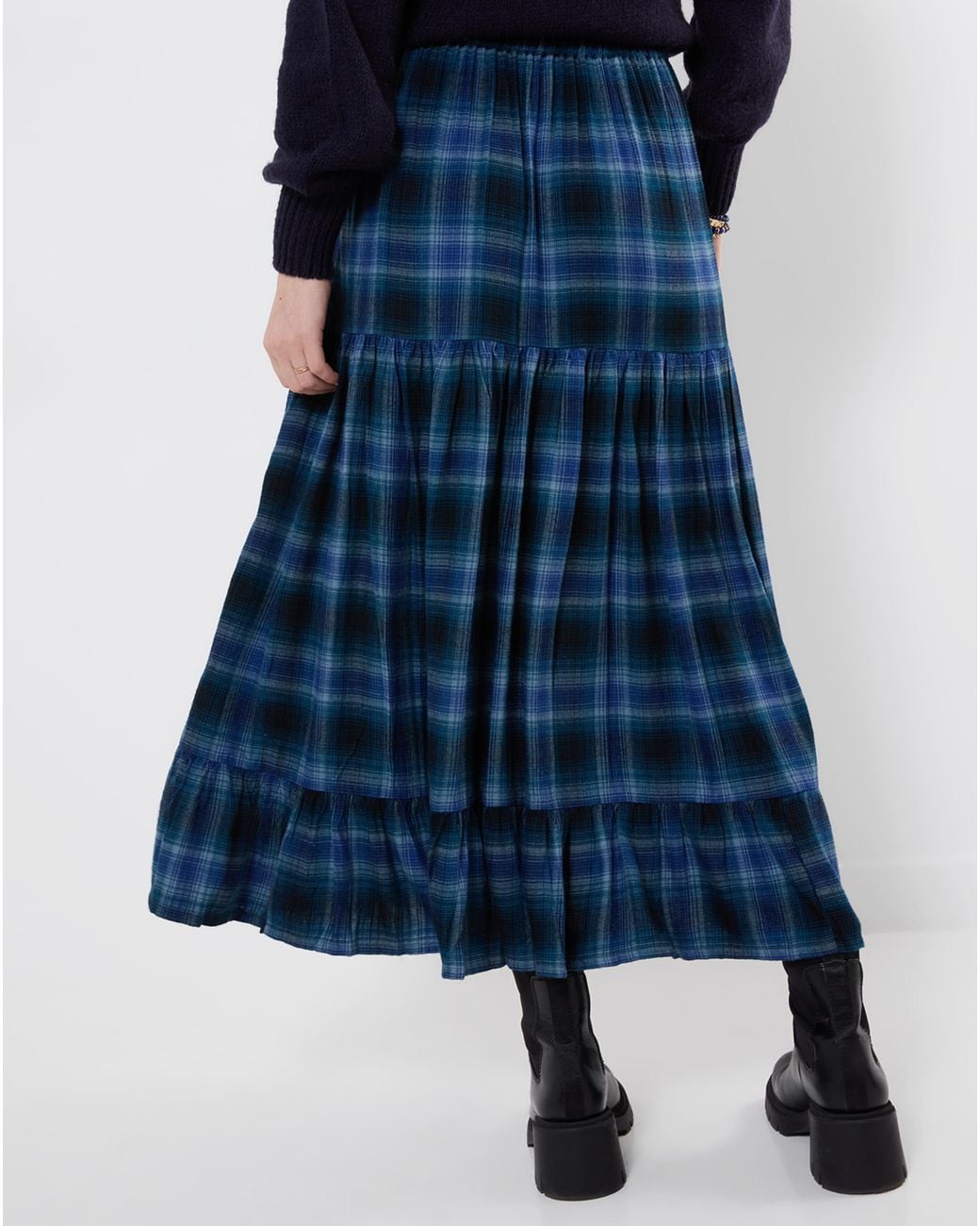 Joe Browns Blue Button Down Plaid Maxi Skirt