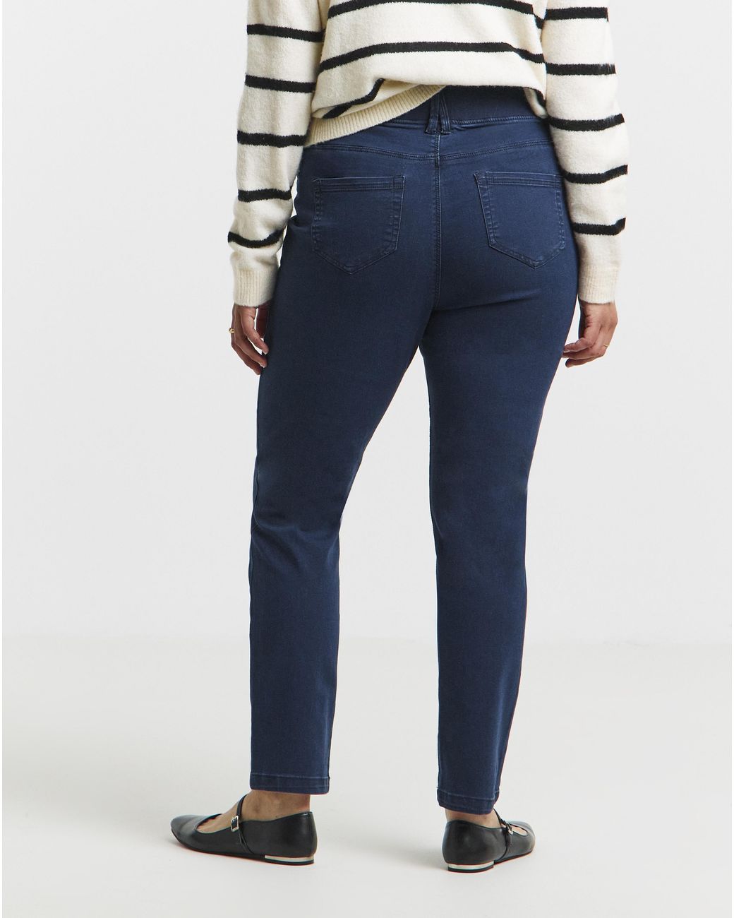 Simply Be Blue Dark Slim Pull On Jeggings