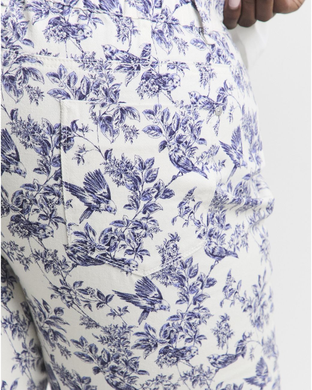 Simply Be White Floral Denim Wide Leg Jeans