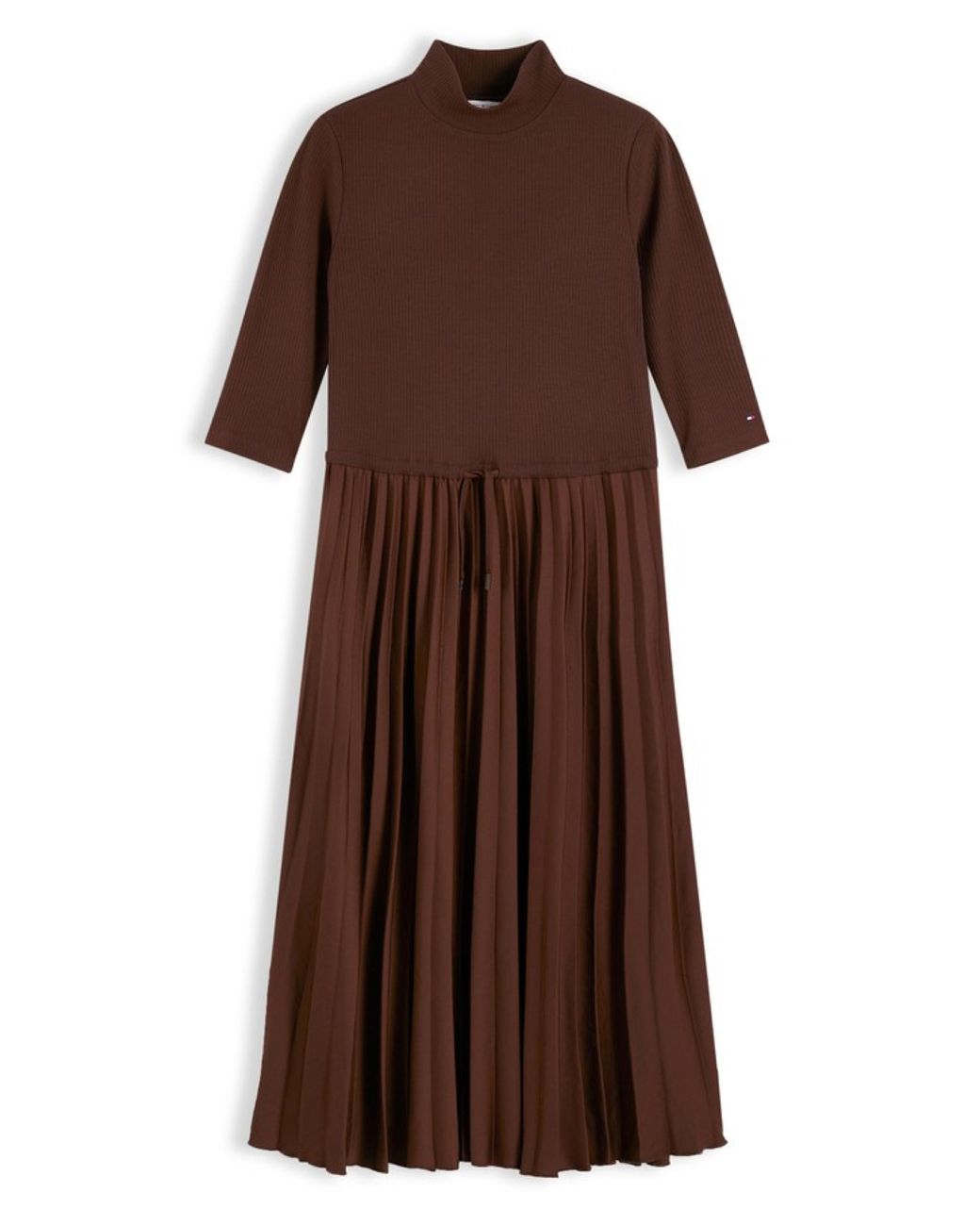 Tommy Hilfiger Brown Slim Rib Mix Midi Dress