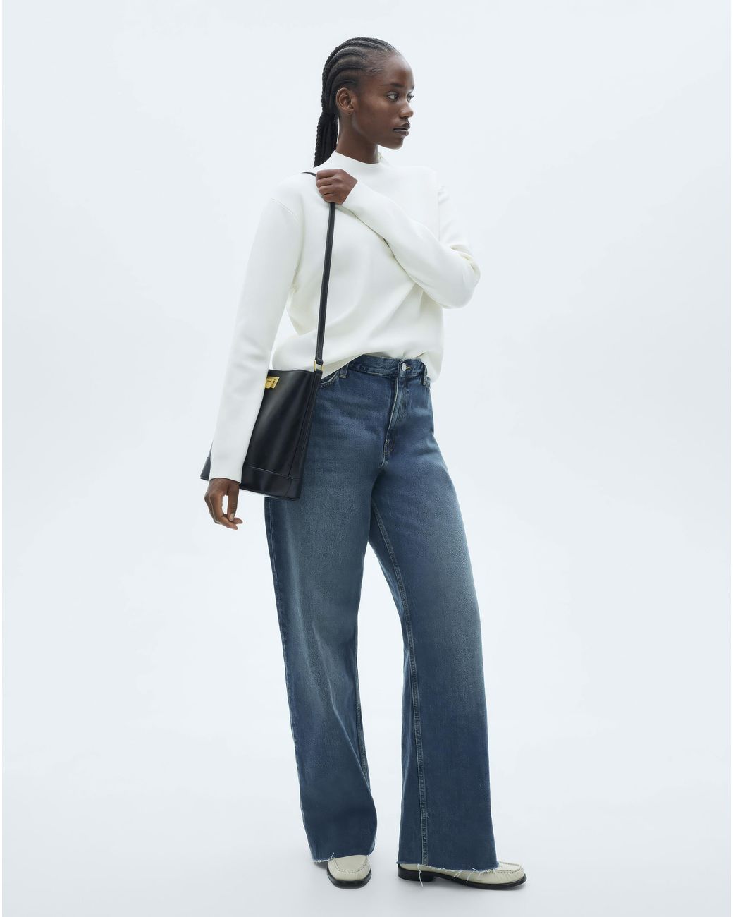 Mango White Tentacio High Neck Sweater