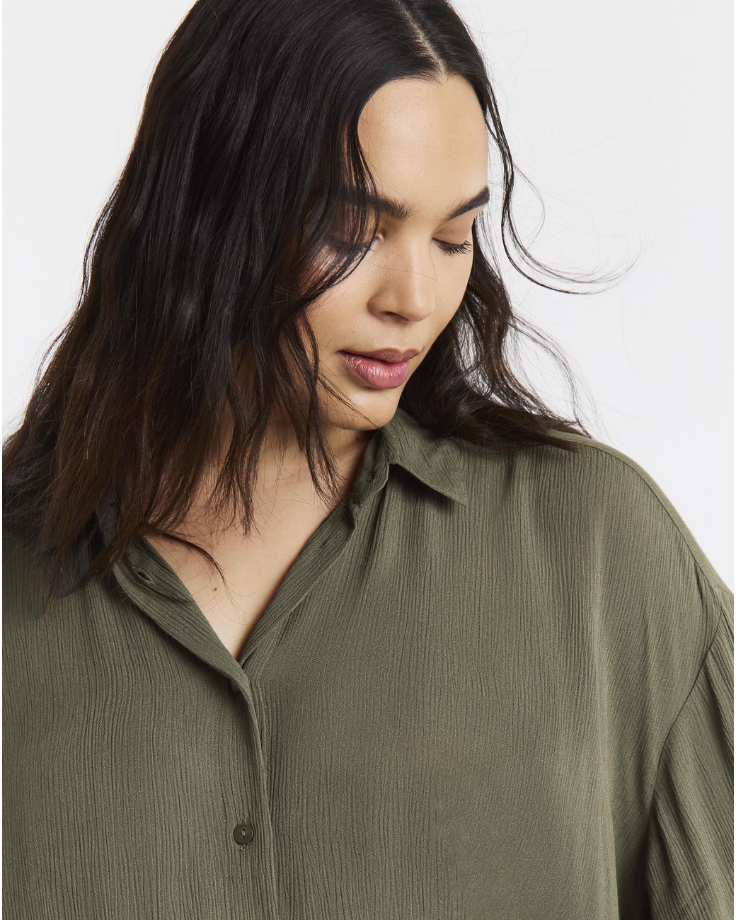 Simply Be Green Oversized Crinkle Skirt