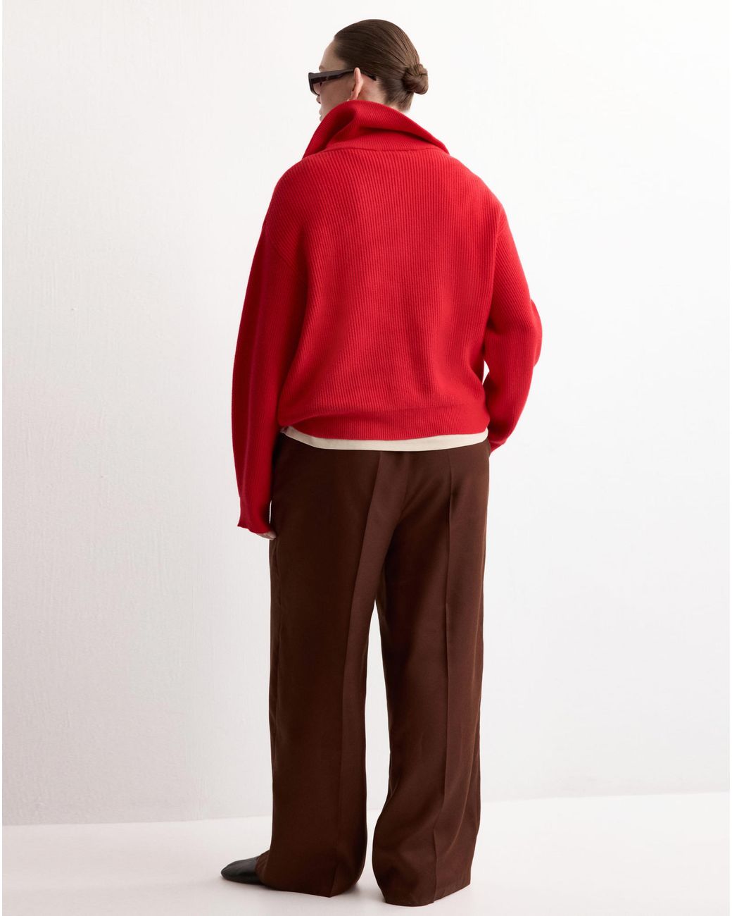 Mango Red High-Waisted Lyocell Trousers