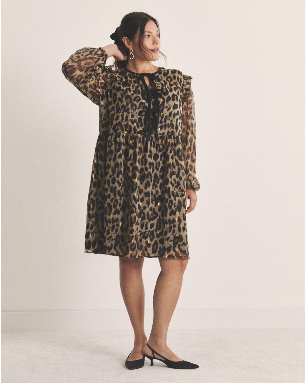 Simply Be Natural Bow Georgette Skater Dress