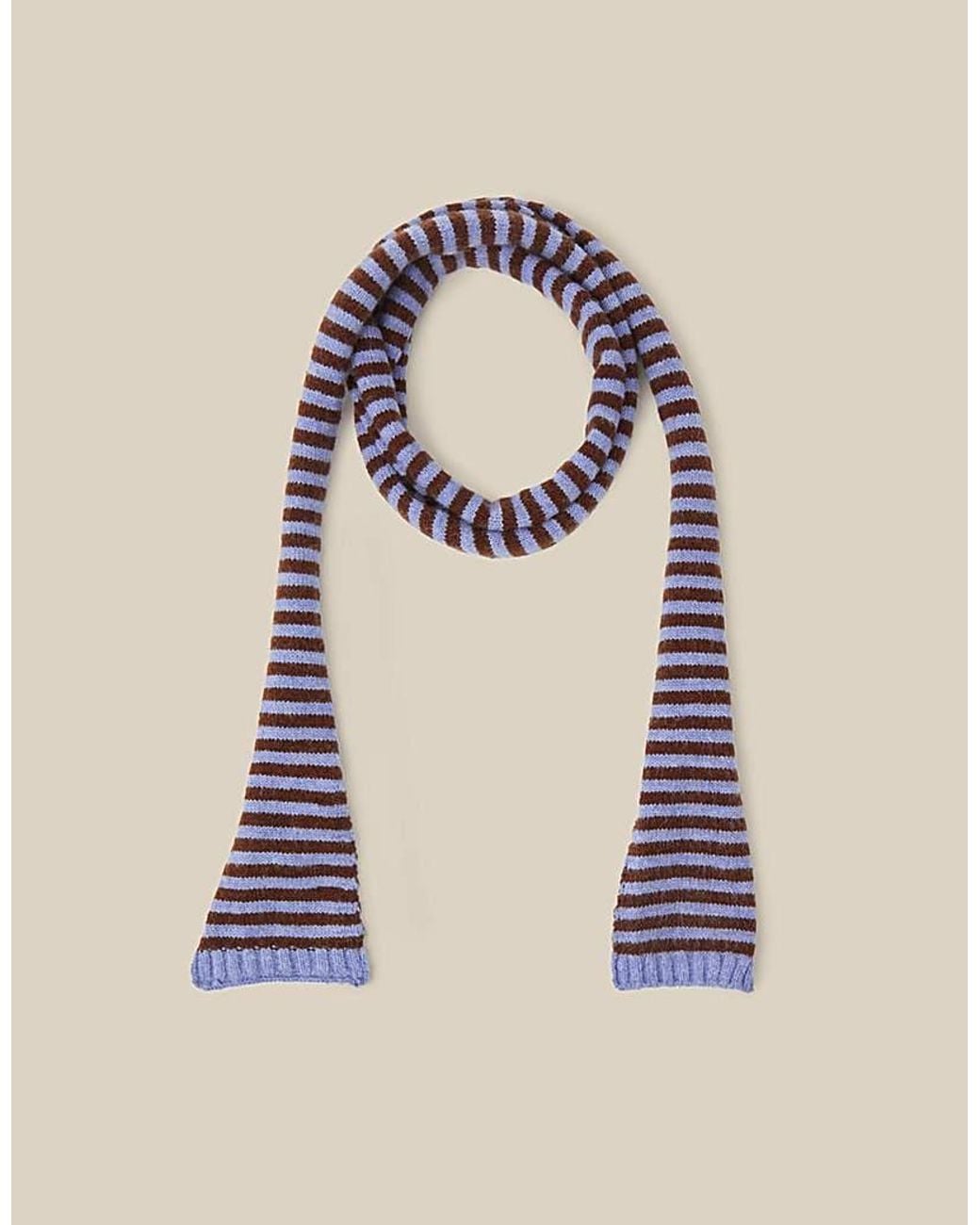 Monsoon Blue Sage Stripe Skinny Scarf