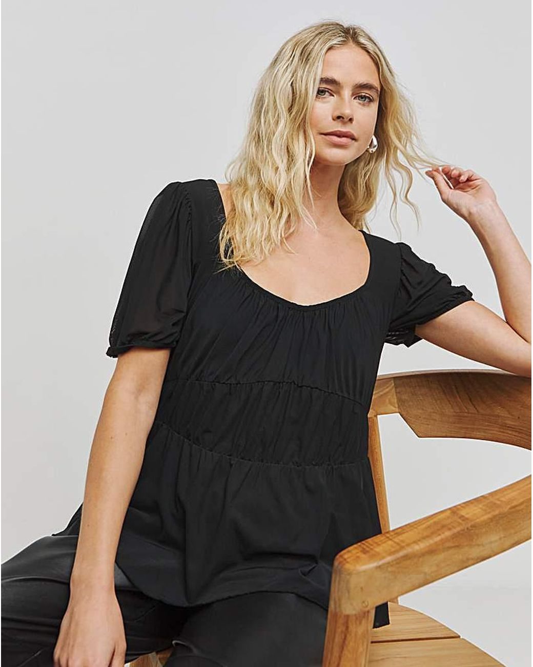 Simply Be Black Sweetheart Mesh Top