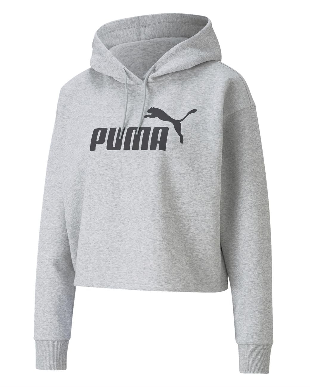 PUMA White Essentials Cropped Logo Hoodie