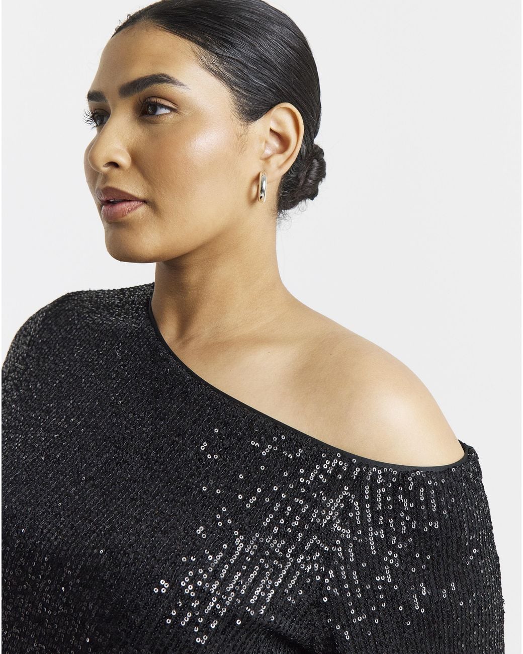 Simply Be Black Sequin Off The Shoulder