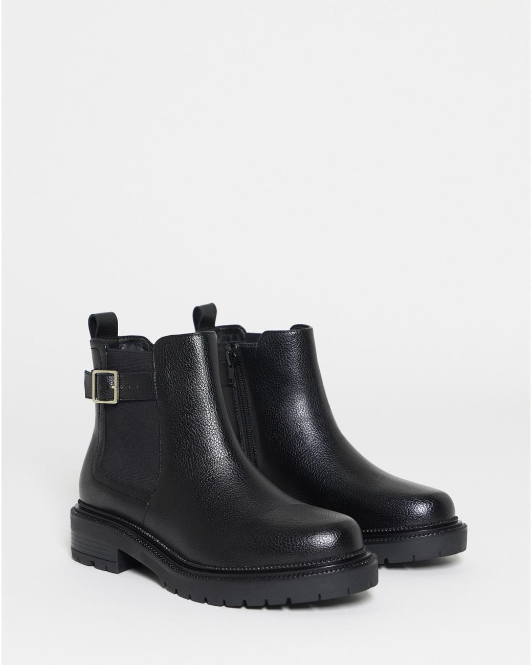 Simply Be Black Chelsea Buckle Ankle Boot Ex Wide