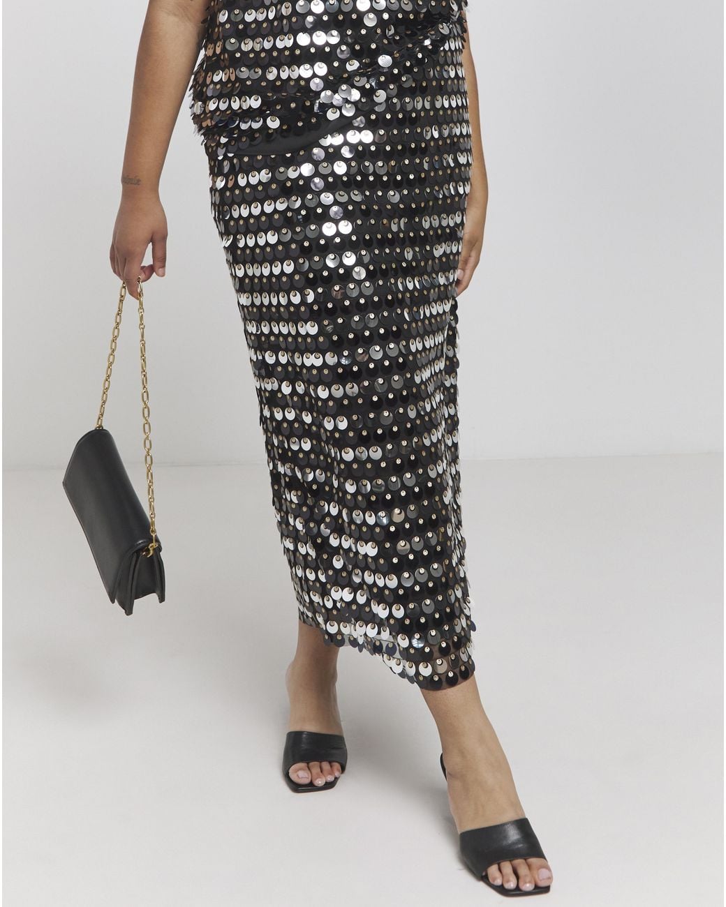 Joanna Hope Multicolor Sequin Column Skirt