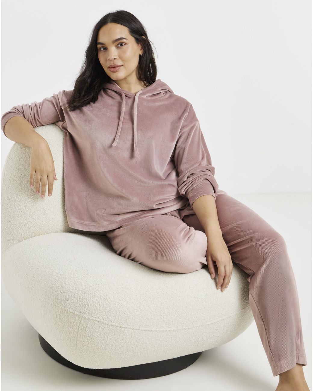 Figleaves Pink Velour Hooded Lounge Set