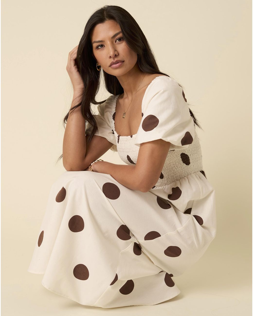 Nobody's Child Natural Tasmin Spot Midi Dress