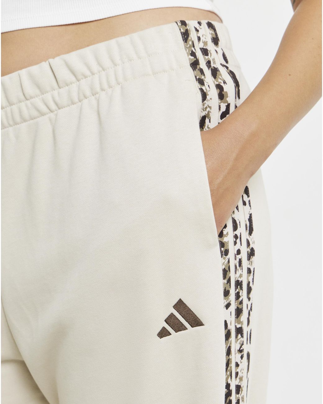 Adidas Natural Animal Print 3-Stripes Pants