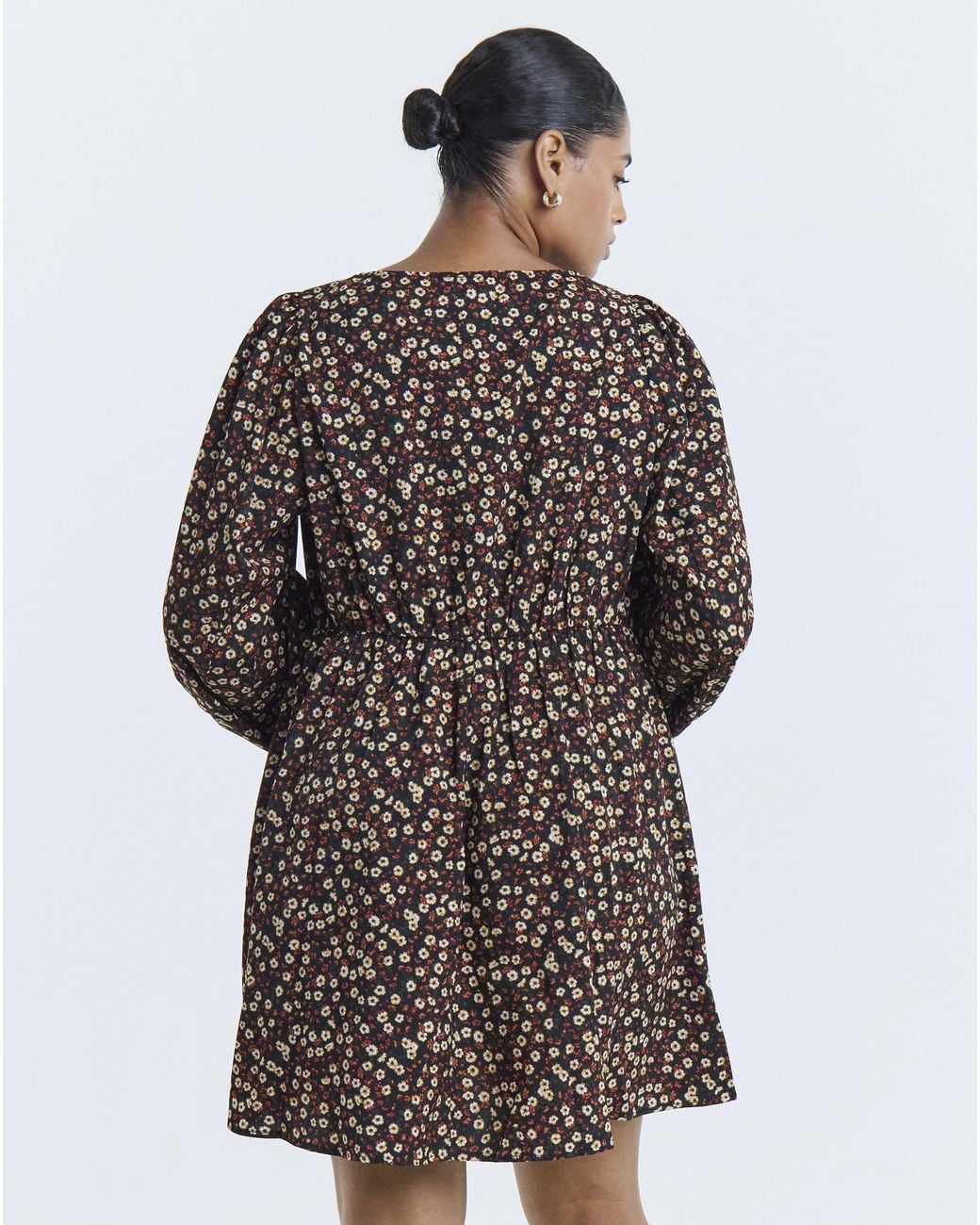 Simply Be Brown Floral Historic Detail Skater Dress