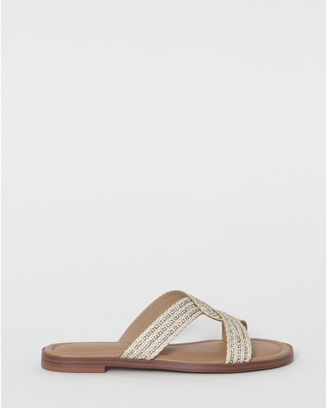 Simply Be Gray Woven Twist Flat Sandals Extra Wide