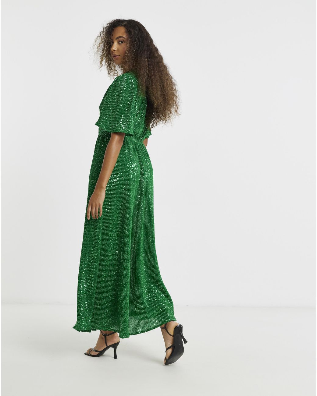 Flounce London Green Sequin Maxi Dress