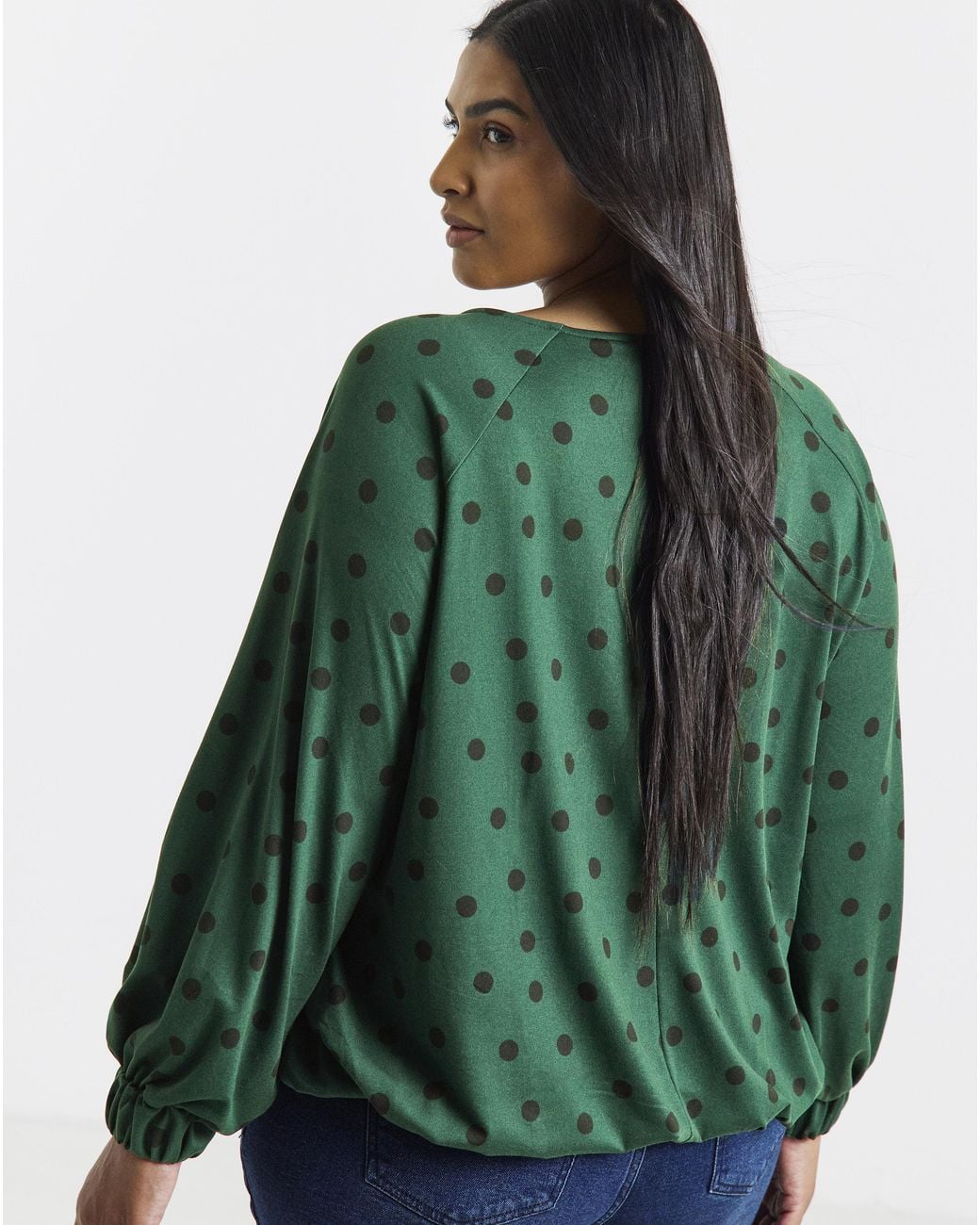 Simply Be Green V-Neck Print Ls Bubble