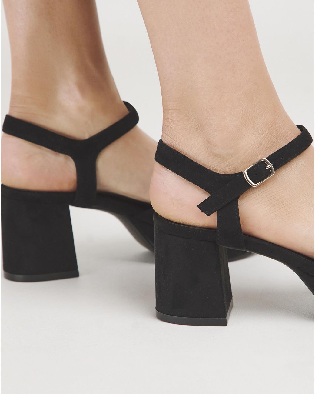 Simply Be Black Strap Detail Platform Sandal Wide Fit