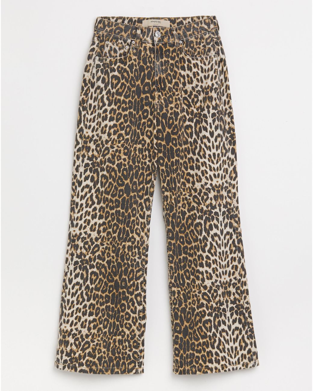 Simply Be Black Print Denim Wide Leg Jeans
