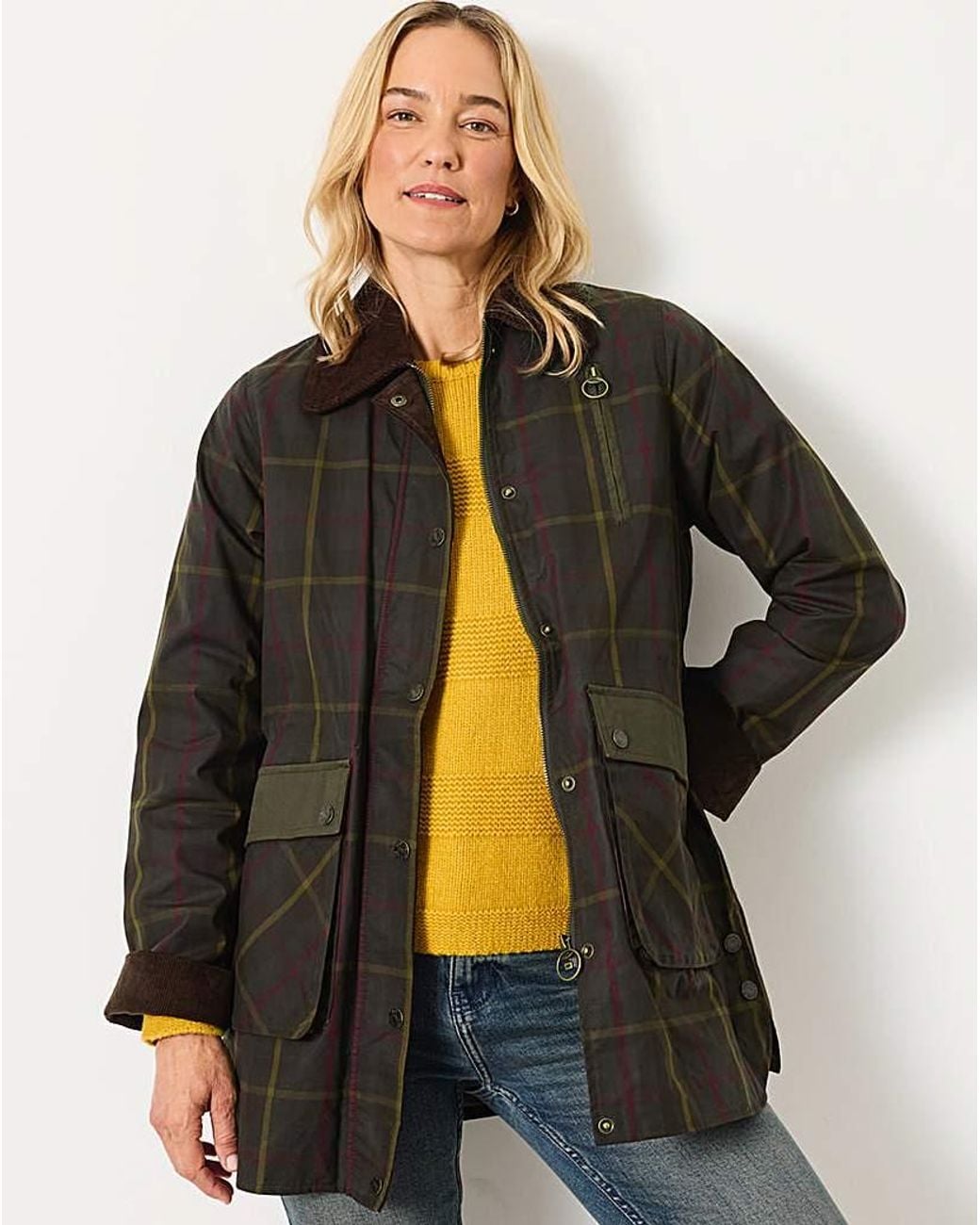 FatFace Green Kent Check Barn Jacket