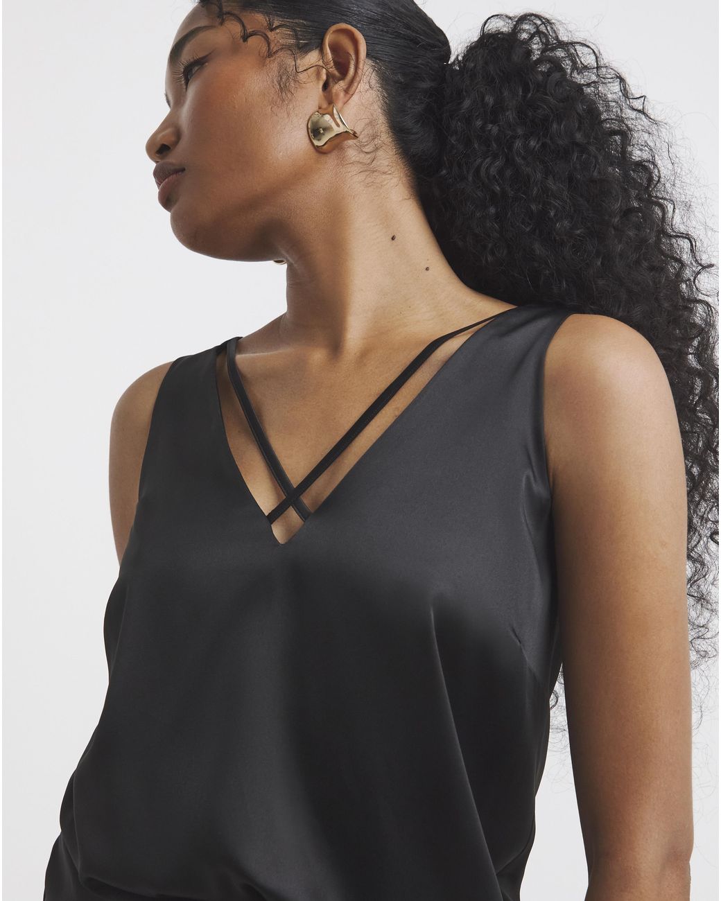 Simply Be Black Sleeveless Criss Cross Satin Cami