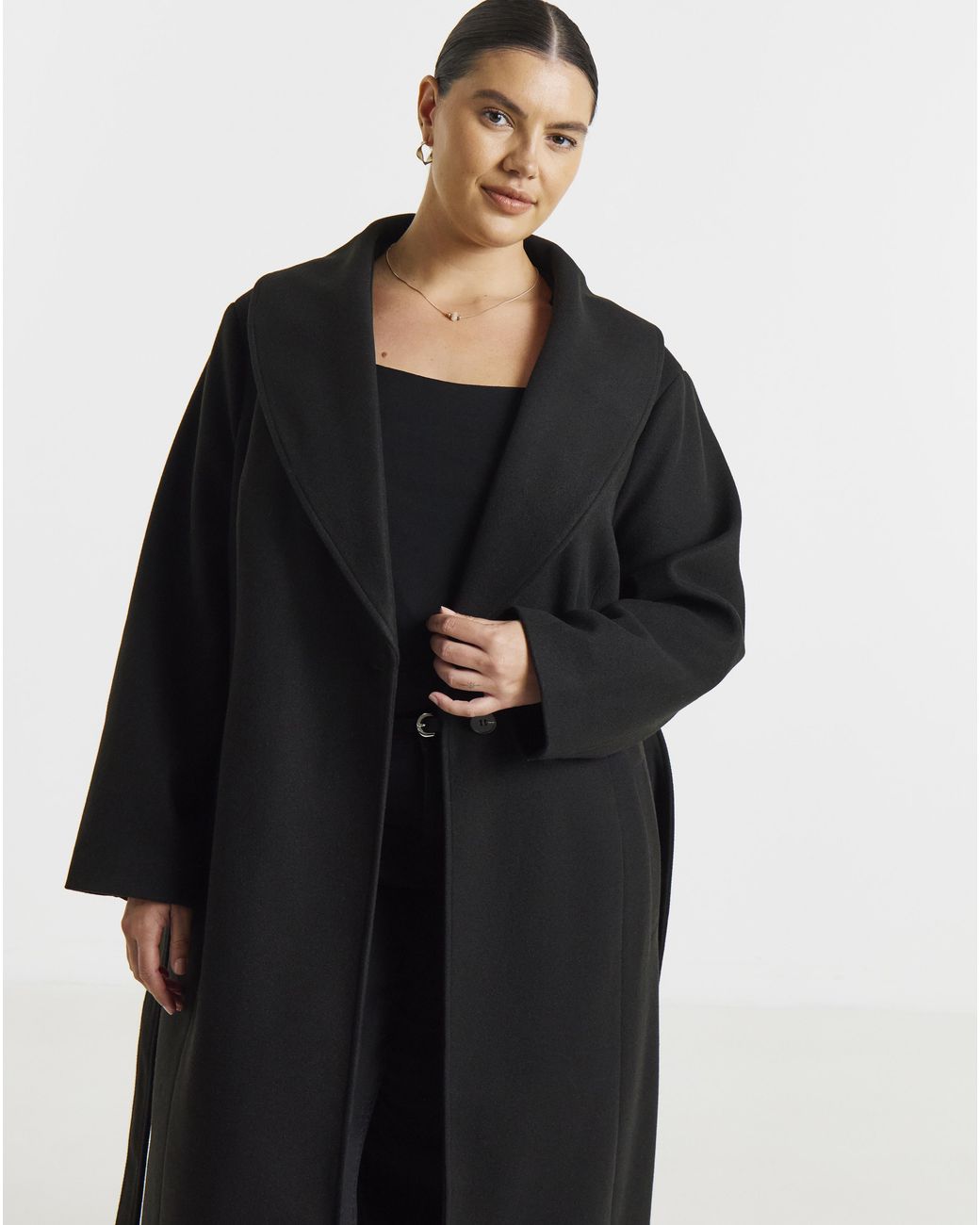 Simply Be Black Leopard Faux Fur Collar Coat