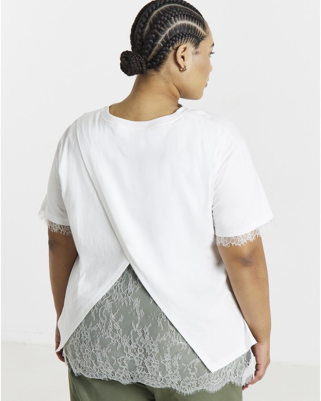 Simply Be White Lace Insert Back Tee