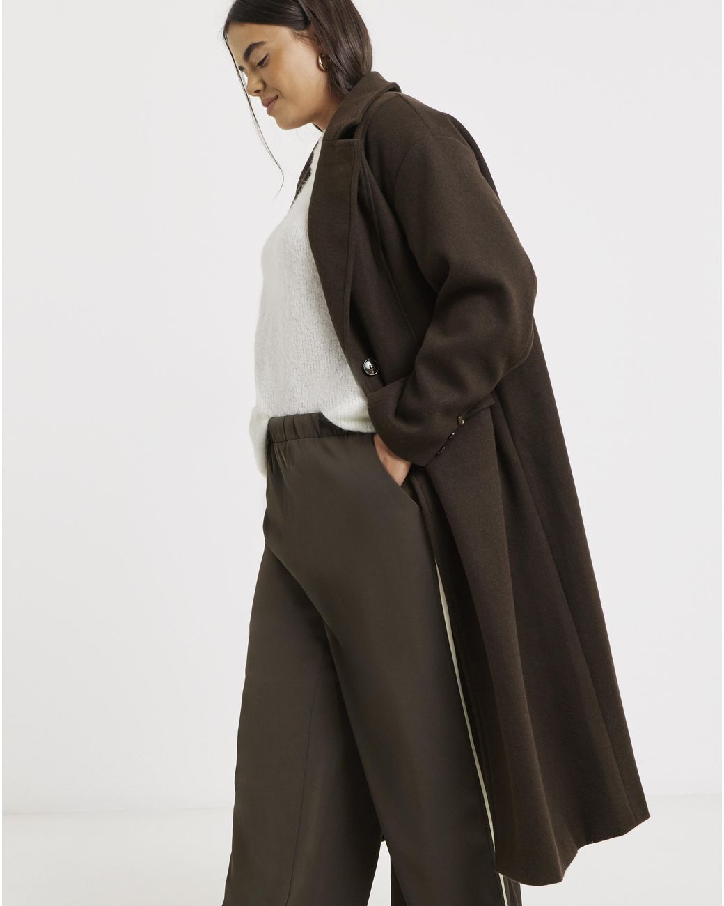 Simply Be Brown Midaxi Faux Wool Coat
