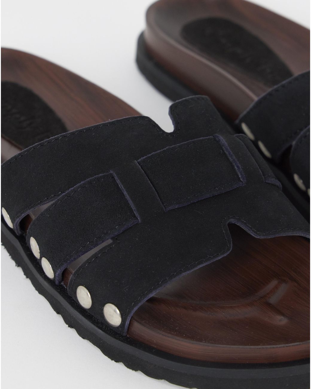 Simply Be Black Wood Effect Footbed Sandals Wide Fit